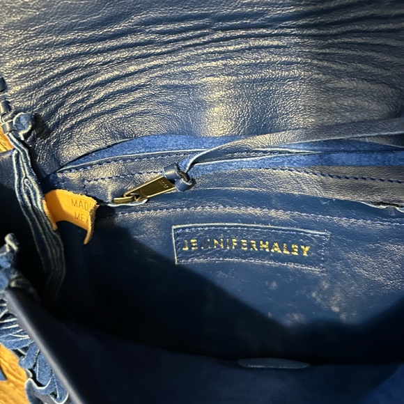 Jennifer Haley Fringe Leather Clutch in Royal Blue, like new, smoke & pet free - Picture 4 of 5